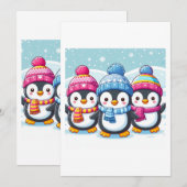 Lieve blije pinguïns uitnodiging (Voorkant / Achterkant)