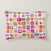 lieve bloemen, vogels, harten vierkanten patroon accent kussen (Voorkant)