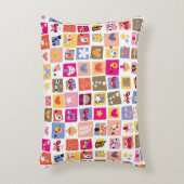 lieve bloemen, vogels, harten vierkanten patroon accent kussen (Voorkant(Verticaal))