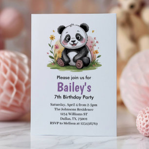 Lieve bloemenkinderen Panda verjaardagsfeestje Kaart