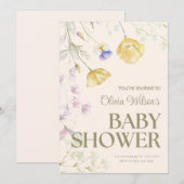 Lieve bloemige babyshower uitnodiging (Voorkant / Achterkant)
