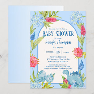 Lieve Bloemige Dino Moeder Ei Baby Shower Kaart