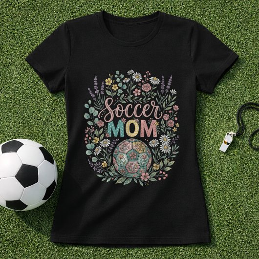 Lieve Bloemige Voetbalmoeder T-shirt