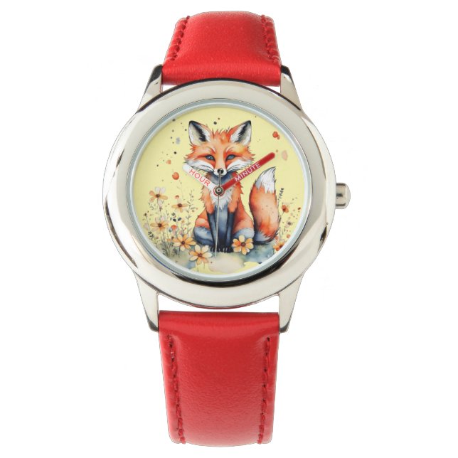 Lieve bloemige vos horloge (Voorkant)