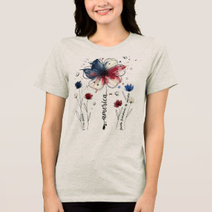 Lieve Boho Bloemen USA 250 jaar Tri-Blend Shirt