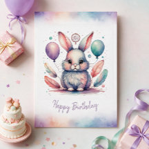 Lieve Boho Konijn Happy Birthday Kaart