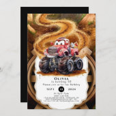 Lieve Boho Monster Truck Verjaardag Kaart (Voorkant / Achterkant)