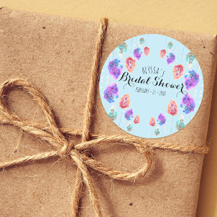 Lieve Boho Pastel Waterverf Loof Bruiloftfeest Ronde Sticker