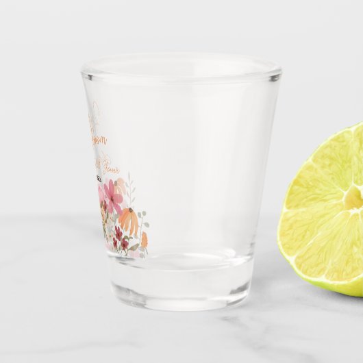 Lieve boho weide kleine wilde bloem bruids douche shot glas (Rechts)