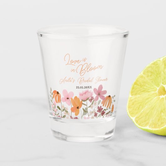 Lieve boho weide kleine wilde bloem bruids douche shot glas (Voorkant)