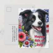 Lieve Border Collie 4 juli vakantie ansichtkaart Feestdagenkaart (Voorkant / Achterkant)
