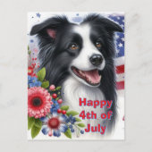 Lieve Border Collie 4 juli vakantie ansichtkaart Feestdagenkaart (Voorkant)