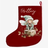 Lieve bos Kerst elfje Grote Kerstsok (Achterkant)