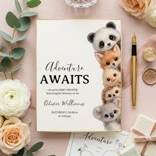 Lieve bosdieren baby shower uitnodiging