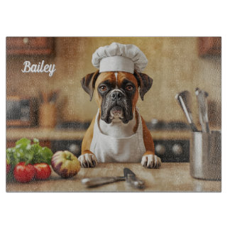 Lieve Boxer Gepersonaliseerde Glas Snijplank