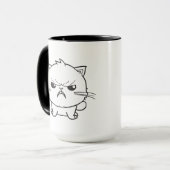 Lieve boze sissende kat Lijntekening Illustratie Mok (Voorkant links)