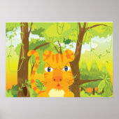 Lieve boze tijger cartoon in de jungle poster (Voorkant)