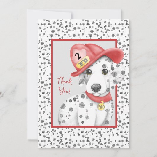 Lieve brandweerman Dalmatische pup Verjaardag Bedankkaart (Voorkant)