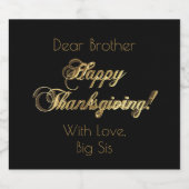 Lieve Broeder of Jouw tekst Happy Thanksgiving Bier Etiket (Enkel label)