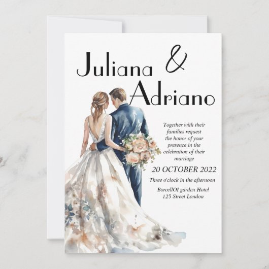 Lieve bruid bruidegom aquarel trouwkaart modern kaart (Voorkant)