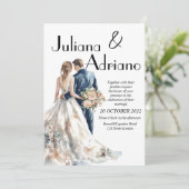 Lieve bruid bruidegom aquarel trouwkaart modern kaart (Staand voorkant)