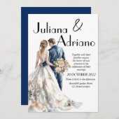 Lieve bruid bruidegom aquarel trouwkaart modern kaart (Voorkant / Achterkant)