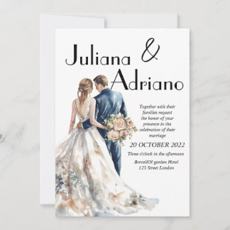 Lieve bruid bruidegom aquarel trouwkaart modern kaart