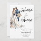 Lieve bruid bruidegom aquarel trouwkaart modern kaart (Voorkant)