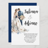 Lieve bruid bruidegom aquarel trouwkaart modern kaart (Voorkant / Achterkant)