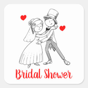 Lieve Bruid Bruidegom Bruidsuitnodiging Rood Zwart Vierkante Sticker