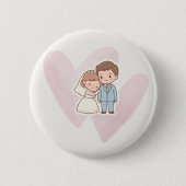 Lieve Bruid & Bruidegom Hart Knop  Ronde Button 5,7 Cm (Voorkant)