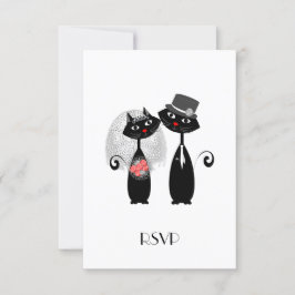 Lieve Bruid | Bruidegom Huwelijk Katten Gepersonal RSVP Kaartje