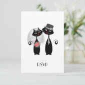 Lieve Bruid | Bruidegom Huwelijk Katten Persoonlij RSVP Kaartje (Staand voorkant)