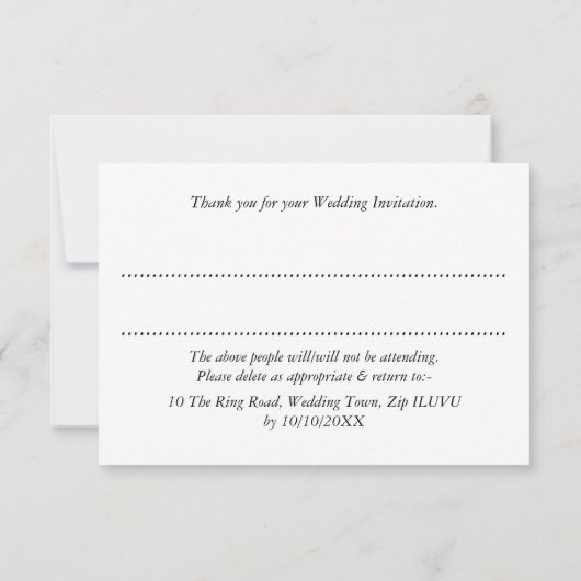 Lieve Bruid | Bruidegom Huwelijk Katten Persoonlij RSVP Kaartje (Achterkant)