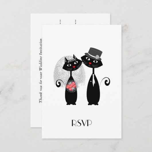 Lieve Bruid | Bruidegom Trouwkatten Gepersonalisee RSVP Kaartje (Voorkant / Achterkant)