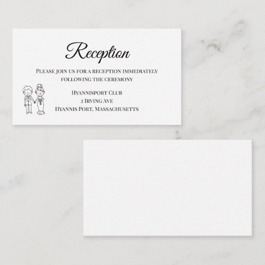 Lieve Bruid Bruidegom Zwart Wit Bruiloftsreceptie Informatiekaartje (Voorkant / Achterkant)