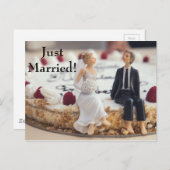 Lieve bruid en bruidegom op witte cake aankondigingskaart (Voorkant / Achterkant)