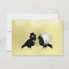 Lieve bruid en bruidegom speelse liefdesvogels RSV RSVP Kaartje