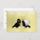 Lieve bruid en bruidegom Whimsical Love Birds RSVP (Voorkant / Achterkant)