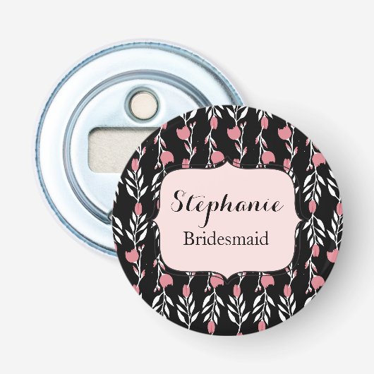 Lieve bruidsmeisje bloem button flesopener (Voorkant)