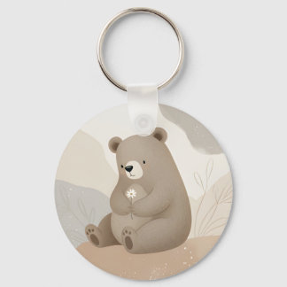 Lieve Bruine Beer met de Margriet - Aquarel Sleutelhanger