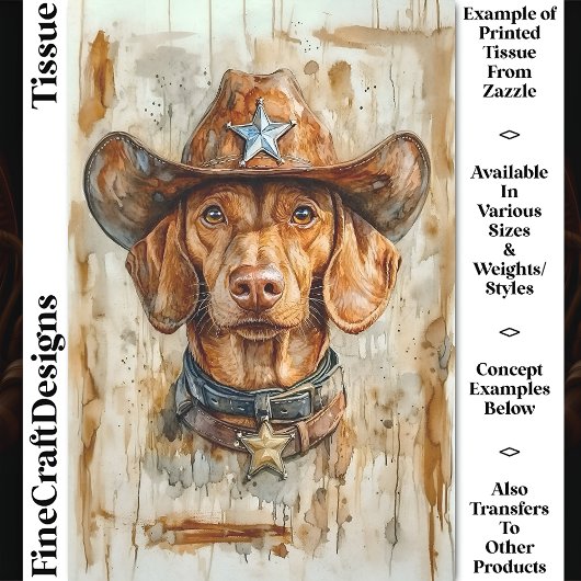 Lieve Bruine Cowboy Sheriff Hond DC9 Découpage Tissuepapier