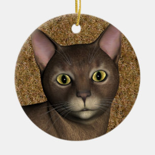 Lieve bruine kat keramisch ornament