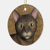Lieve bruine kat keramisch ornament (Links)