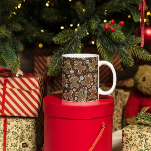 Lieve bruine rode groene kerst gingerbroden koffiemok