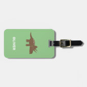 Lieve bruine triceratops dinosaurus voor kinderen bagagelabel (Voorkant horizontaal)