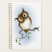 Lieve bruine uil blauw wild whimsisch planner (Voorkant)
