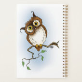 Lieve bruine uil blauw wild whimsisch planner (Achterkant)