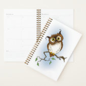 Lieve bruine uil blauw wild whimsisch planner (Display)