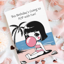 Lieve Bubble Gum Meisje Strand Verjaardag Pop Pret
